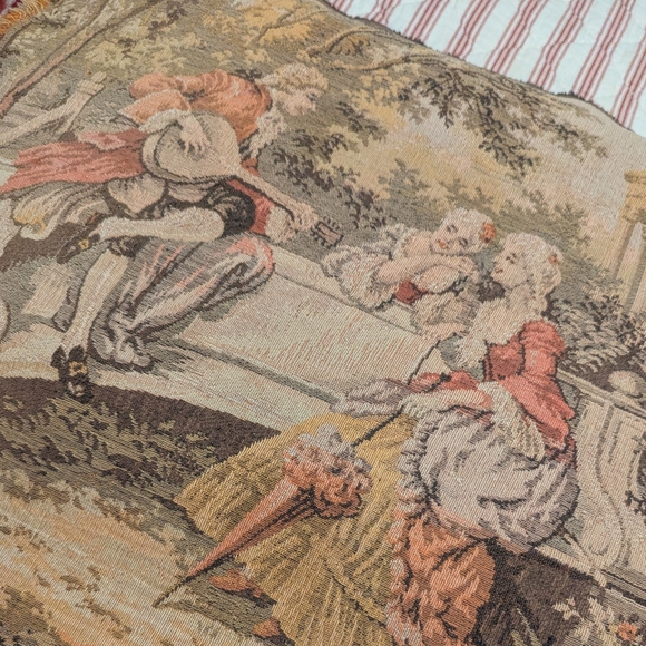 Vintage French tapestry style wall hanging 53” x 17” Victorian style - Picture 7 of 8